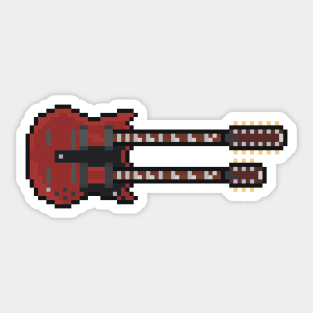 Pixel Big Red Double Neck Guitar Sticker